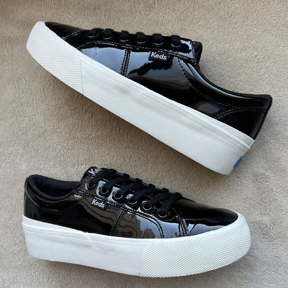 Keds Jump‎ Kick Duo Black Patent Leather Women US 6 Casual Athleisure WH68092